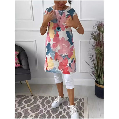 🔥👗Loose Knee-Length Dress with Butterfly Print✨